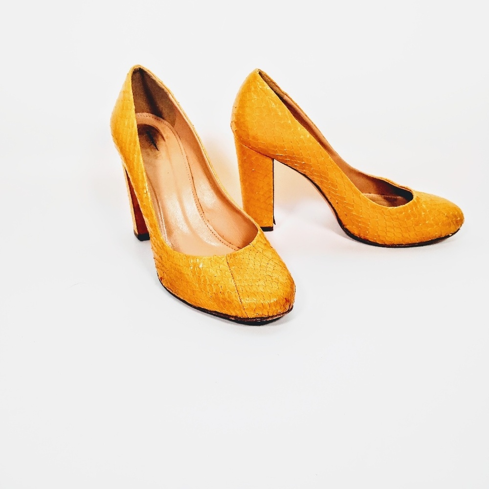 Crazy cool yellow leather J.Crew chunky heels!